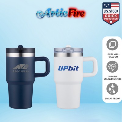 ArticFire 20oz Thermal Mug Recycled 18/8 SS Liner with Handle and Flip Straw Lid
