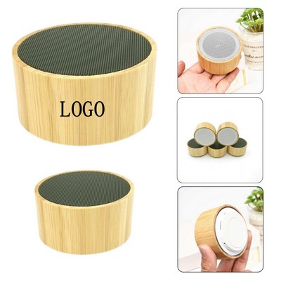 Round Eco-Friendly Bamboo Bluetooth Speaker