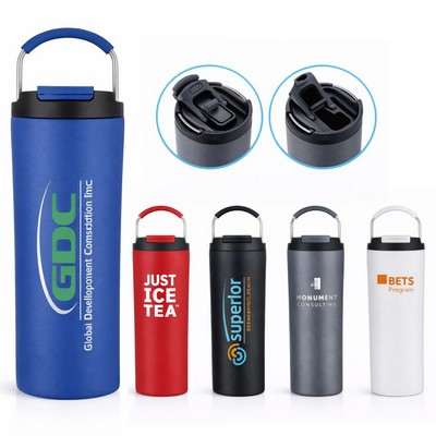 21 oz Vacuum Insulated Stainless Steel Bottle with Handle & Dual Lid